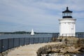 Unique Stone Walkway to Maine Lighthouse Royalty Free Stock Photo